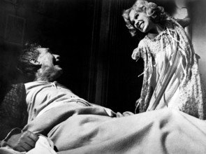 Burgess Meredith, Karen Black, on-set of the film, "The Day Of The Locust", Paramount Pictures,