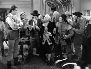 Willard Parker (far left), Lloyd Corrigan (center, being held), on-set of the film, "The Fighting