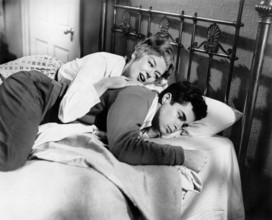 Rosalind Russell, Richard Beymer, on-set of the film, "Five Finger Exercise", Columbia Pictures,