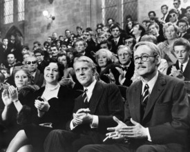 Peter O'Toole (sitting right), , on-set of the film, "Goodbye, Mr. Chips", MGM, 1969