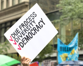 Demonstrators participating in "No Kings" Protest March, Fifth Avenue, New York City, June 14, 2025