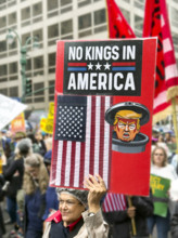 Demonstrators participating in "No Kings" Protest March, Fifth Avenue, New York City, June 14, 2025