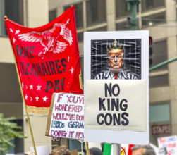 Demonstrators participating in "No Kings" Protest March, Fifth Avenue, New York City, June 14, 2025