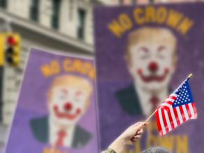 Demonstrators participating in "No Kings" Protest March, Fifth Avenue, New York City, June 14, 2025