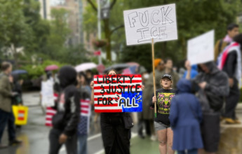 Demonstrators participating in "No Kings" Protest March, Fifth Avenue, New York City, June 14, 2025
