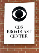 CBS Broadcast Center, building sign and logo, Manhattan, New York City