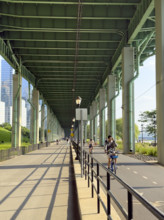 Pedestrian and bicycle paths underneath West Side Highway, New York City