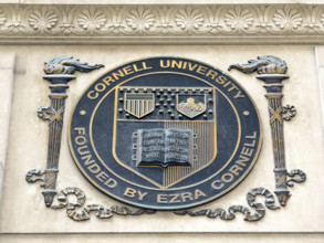 The Cornell Club, building exterior wall plaque, 6 East 44th Street, Manhattan, New York City