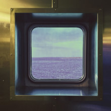 View of sea through ferry window