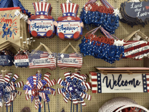 Patriotic home décor decorations on display
