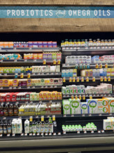 Probiotic and omega oils products on store shelves