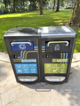 Solar powered recycling bins