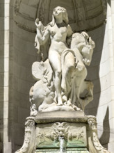 Marble sculpture, New York Public Library, Fifth Avenue, New York City