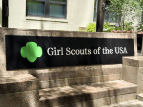 Granite bench at Girl Scouts of the USA retail store, New York City