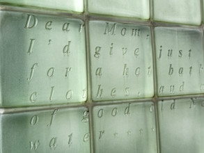 Memorial wall constructed of glass blocks, Vietnam Veterans Plaza, New York City