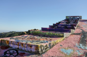 Cement staircase covered in graffiti, Calabasas