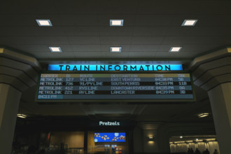 Digital train information board, Union Station, Los Angeles
