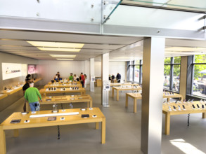 Customers shopping in Apple Store, West 14th Street, New York City