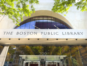 Boston Public Library, low angle view of building exterior, Boston