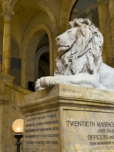 Lion statue, Chavannes Gallery with murals by Pierre Puvis de Chavannes, McKim Building, Boston Public Library