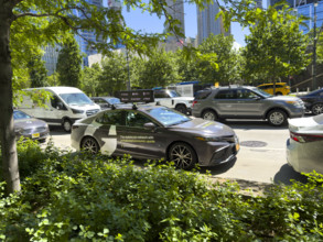 Car advertising Stablecoin Network, Westside Highway, New York City