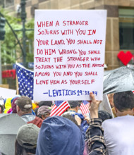 Demonstrators participating in "No Kings" Protest March, Fifth Avenue, New York City, June 14, 2025