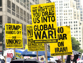 Demonstrators participating in "No Kings" Protest March, Fifth Avenue, New York City, June 14, 2025