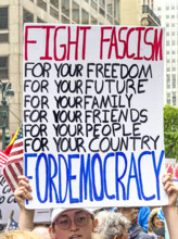 Demonstrators participating in "No Kings" Protest March, Fifth Avenue, New York City, June 14, 2025