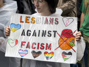 Demonstrators participating in "No Kings" Protest March, Fifth Avenue, New York City, June 14, 2025