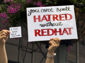 Demonstrators participating in "No Kings" Protest March, Fifth Avenue, New York City, June 14, 2025