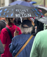 Demonstrators participating in "No Kings" Protest March, Fifth Avenue, New York City, June 14, 2025