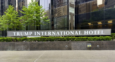 Exterior sign for Trump International Hotel, New York City