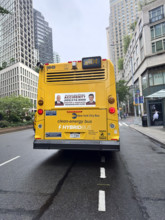 Hybrid Bus, rear view, Broadway, New York City