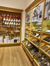 Assortment of kitchen utensils on display shelves, New York City