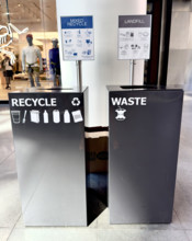 Waste and recycle bins, Brookfield Place Mall, New York City