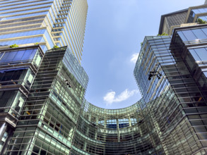 Low angle view of Beacon Court at Bloomberg Tower, New York City