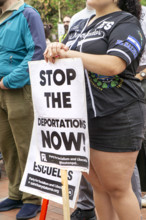Immigrant rights supporters attending Anti- ICE protest, Boston State House, May 17, 2025,