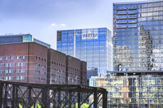 Cityscape including Vertex Pharmaceuticals building, Boston