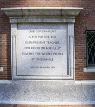 U.S. Supreme Court Associate Justice Louis D. Brandeis quote inscribed on exterior of John Joseph Moakley United States Courthouse, Boston