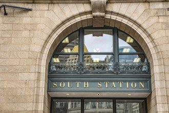 South Station, building exterior detail, Boston