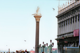 Column of St. Theodore in St. Mark's Square, Venice, Italy