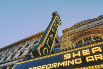 Shea Performing Arts Center marquee, low angle view, Buffalo, New York, USA