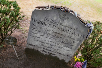 Headstone at the grave of American abolitionist and humanitarian Harriet Tubman, Fort Hill