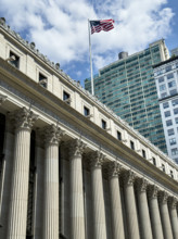 U.S. General Post Office, James A. Farley Building, building exterior with Corinthian columns and