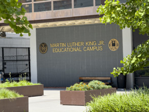 Martin Luther King Jr Educational Campus, building exterior, 122 Amsterdam Avenue, Manhattan, New