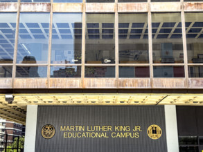 Martin Luther King Jr Educational Campus, building exterior, 122 Amsterdam Avenue, Manhattan, New