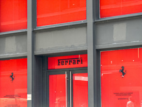Ferrari retail store, building exterior detail, 92 Prince Street, Soho, Manhattan, New York City,