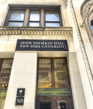 Leon Shimkin Hall, New York University, low angle view, 50 West 4th Street, Greenwich Village,