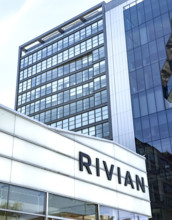 Rivian electric vehicle showroom, building exterior, 461 West 14th Street, Meatpacking District,