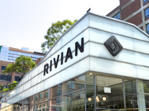 Rivian electric vehicle showroom, building exterior, 461 West 14th Street, Meatpacking District,